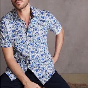 NEXT Printed Button Down Short Sleeve Shirt SZ M NEW MSRP $65